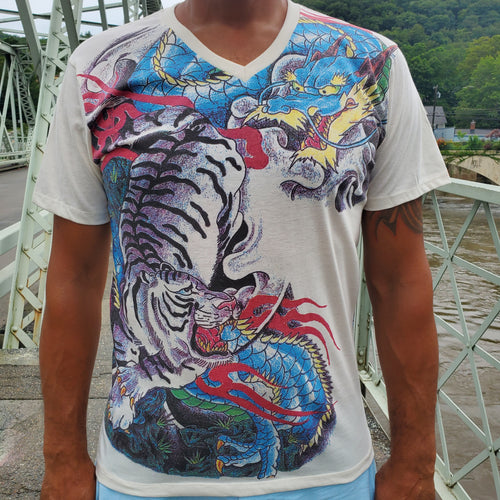 White Tiger Blue Dragon Tee