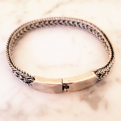 7mm Braided .925 Sterling Silver Chain Bracelet from Thailand