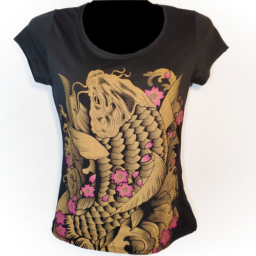 Golden Koi Womens Cotton T-Shirt