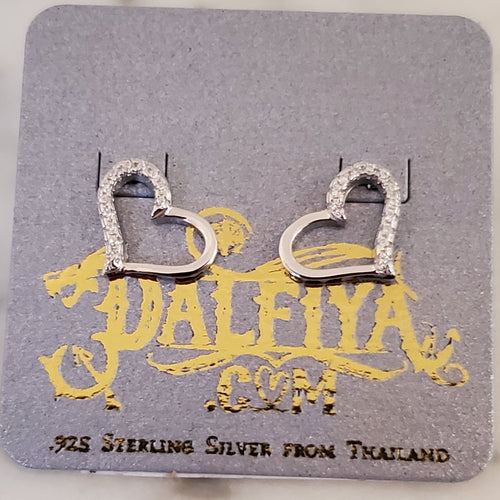 Heart .925 Sterling Silver CZ Valentines Earrings
