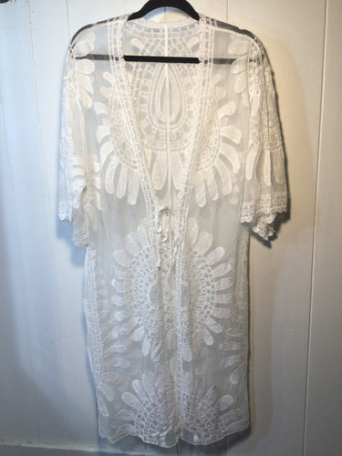 Mandala Lace Embroidered Kimono Coverup