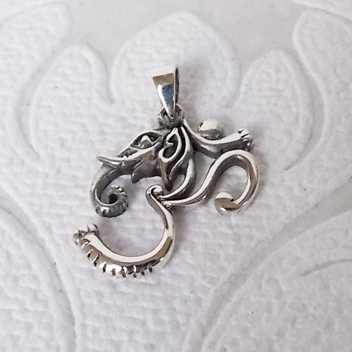 Elephant Ohm Charm .925 Sterling Silver Pendant