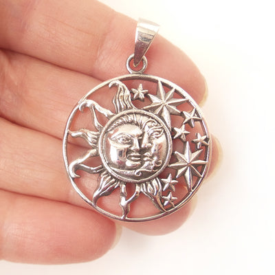 Sun Moon Celestial Charm .925 Sterling Silver Pendant