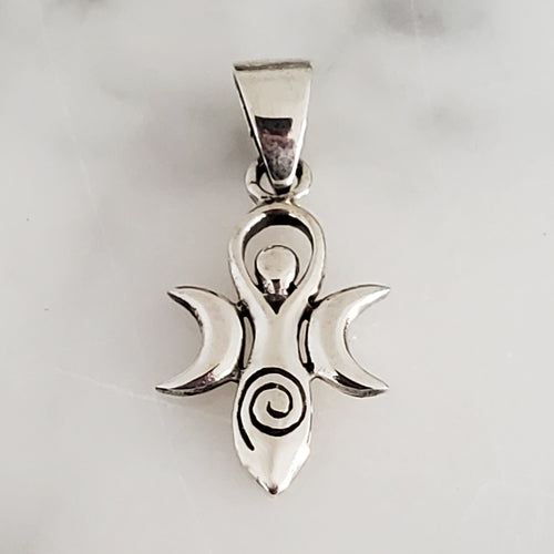 Divine Feminine Moon Charm .925 Sterling Silver Pendant