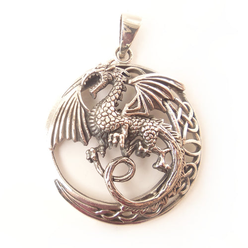 Welsh Dragon Celtic Charm .925 Sterling Silver Pendant