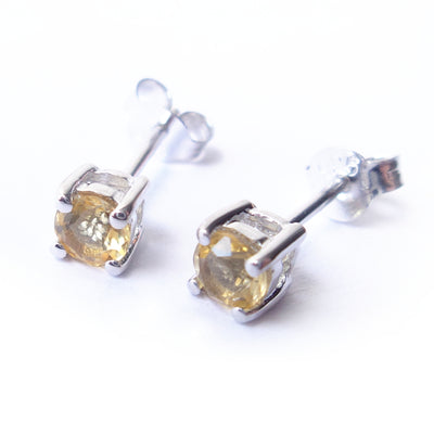 Citrine 925 Sterling Silver November Birthstone Earrings