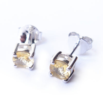 Citrine 925 Sterling Silver November Birthstone Earrings