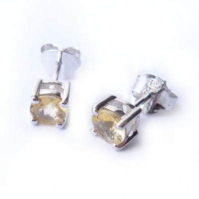 Citrine 925 Sterling Silver November Birthstone Earrings