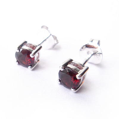 Garnet 925 Sterling Silver January Birthstone Earrings