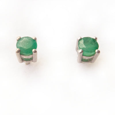 Emerald 925 Sterling Silver May Birthstone Earrings