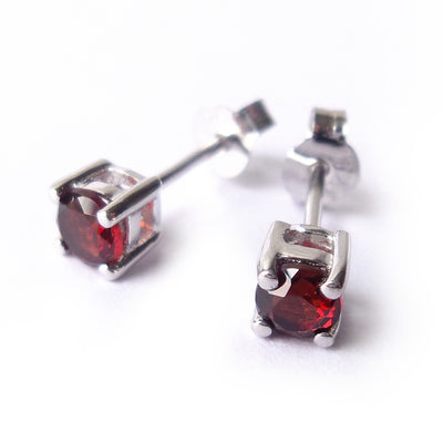 Garnet 925 Sterling Silver January Birthstone Earrings