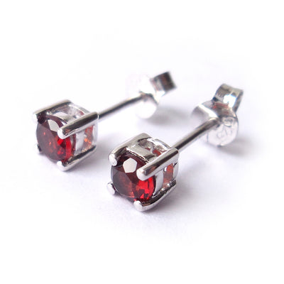 Garnet 925 Sterling Silver January Birthstone Earrings