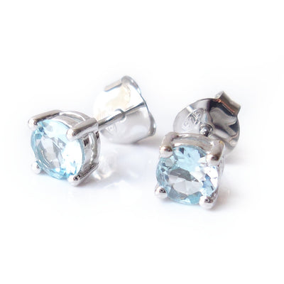 Blue Topaz 925 Sterling Silver December Birthstone Earrings