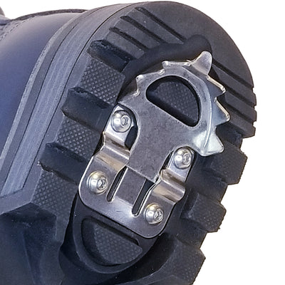 NexGrip Bromont Black Leather Waterproof Mens Snow Boot with Retractable Ice Cleats NEXX