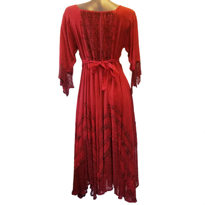 Deep Wine Red Embroidered Renaissance Festival Dress