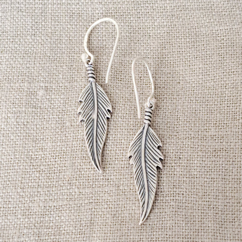 Feather .925 Sterling Silver Drop Earrings from Bali