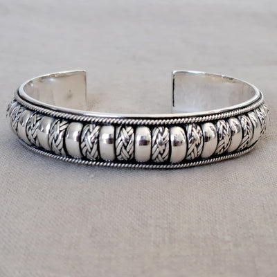 Textured Cuff .925 Sterling Silver Bracelet from Bali
