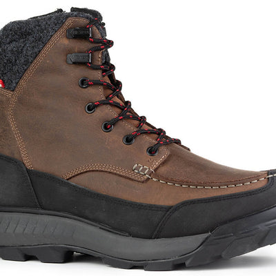 NexGrip Gabe Brown Leather Waterproof Mens Snow Boot with Retractable Ice Cleats NEXX