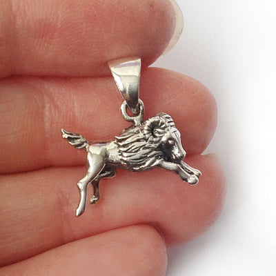 Aries.925 Solid Sterling Silver Horoscope Pendant Zodiac