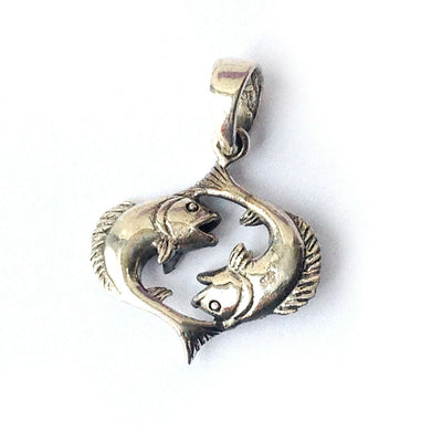 Pisces Fish 925 Solid Sterling Silver Horoscope Pendant Zodiac