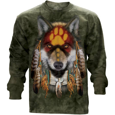 Native Wolf Spirit Adult Long Sleeve Tee - Size Medium