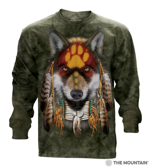 Native Wolf Spirit Adult Long Sleeve Tee - Size Medium