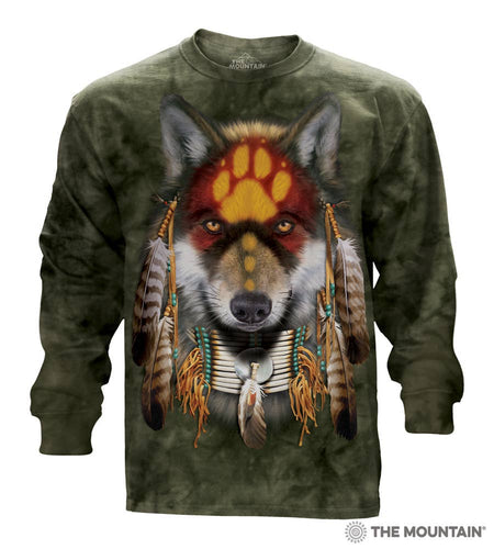 Native Wolf Spirit Adult Long Sleeve Tee - Size Medium