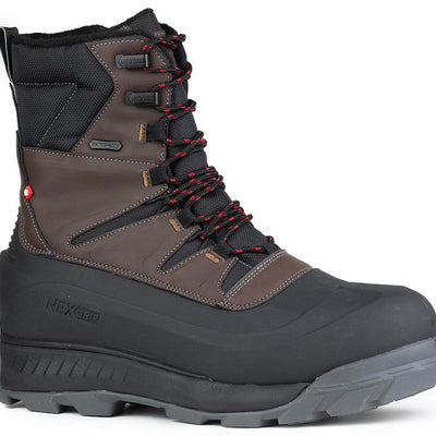 NexGrip Badland 4E Extra Wide Leather Waterproof Mens Snow Boot with Retractable Ice Cleats NEXX