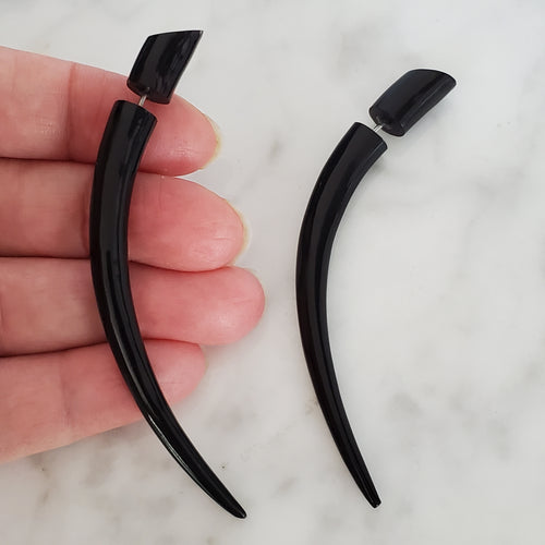 3" Long Split Taper Faux Gauge Earrings Fake Plugs