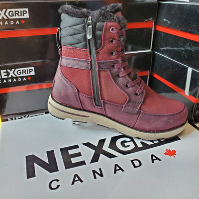 NexGrip Sasha Grape Women’s Snow Boot Waterproof with Retractable Ice Claw Cleats NEXX
