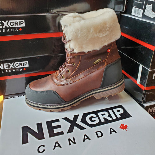 NexGrip Eva Hazelnut Brown Women’s Snow Boot Waterproof with Retractable Ice Claw Cleats NEXX