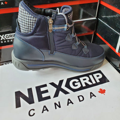 NexGrip Wonder Mid Navy Blue Women’s Snow Boot Waterproof with Retractable Ice Claw Cleats NEXX