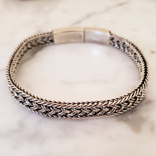 7mm Braided .925 Sterling Silver Chain Bracelet from Thailand