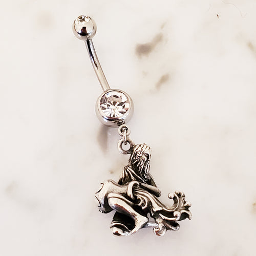 Zodiac Belly Bar with .925 Sterling Silver Horoscope Charm