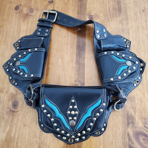 Studded Leather Hip Pouch Festival Money Belt