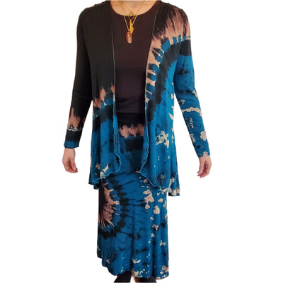 Blue Waves Swirl Tie-Dye Rayon Tunic Jacket