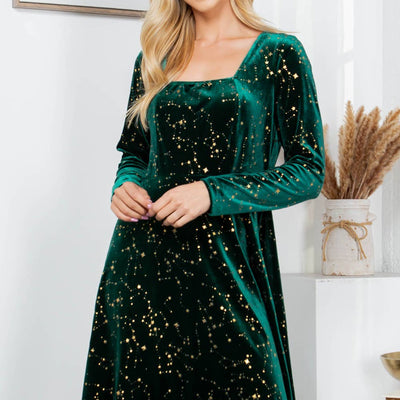 Celestial Green Velvet Dress