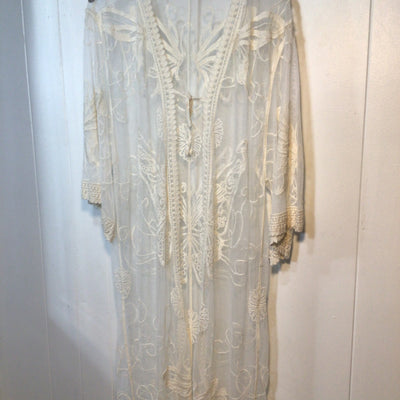 Butterfly Lace Embroidered Beach Coverup Kimono