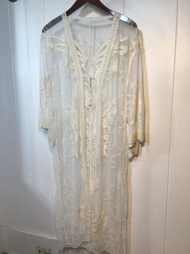 Butterfly Lace Embroidered Beach Coverup Kimono