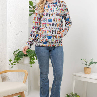 Floral Cats Hoodie
