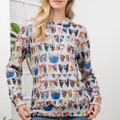 Floral Cats Hoodie