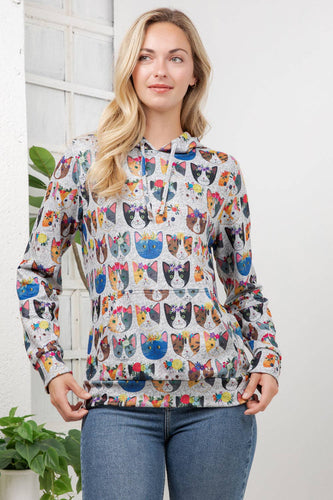 Floral Cats Hoodie