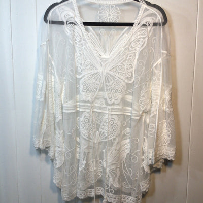 Lace Butterfly Embroidered Beach Coverup Top