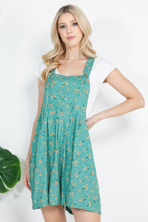 Floral Print Shortalls