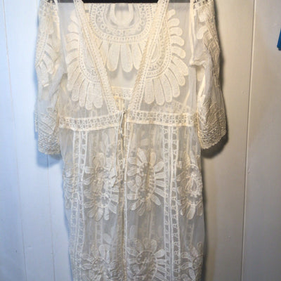 Mandala Lace Embroidered Coverup Crochet Duster