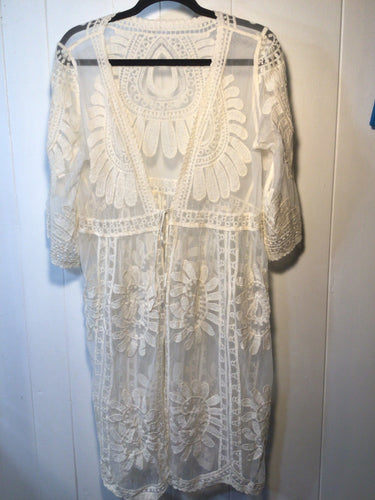 Mandala Lace Embroidered Coverup Crochet Duster