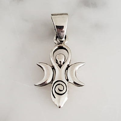Divine Feminine Moon Charm .925 Sterling Silver Pendant