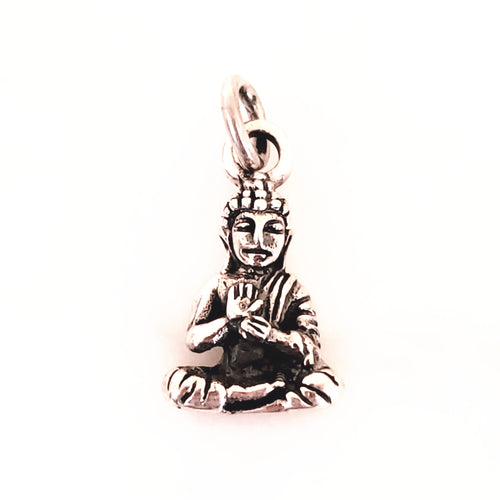 Mini Sitting Buddha Charm .925 Sterling Silver Yoga Pendant
