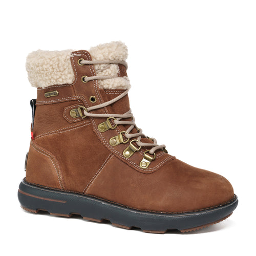 NexGrip Brown Suede Claudia Women’s Snow Boot Waterproof with Retractable Ice Claw Cleats NEXX