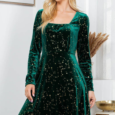 Celestial Green Velvet Dress